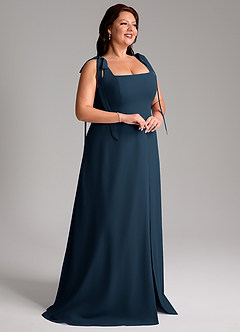 Azazie Debra Bridesmaid Dresses Dark Navy A-Line with Pockets Chiffon Convertible Dress image15