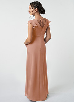 Azazie Claudine Junior Champagne Rose A-Line Pleated Chiffon Dress image4