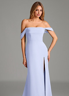 Azazie Riley Robes de demoiselle d'honneur Robe Fourreau Convertible en Mousseline de soie Épaule décolletée Lavande image2