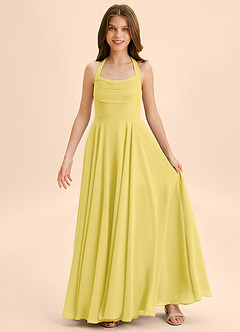 Azazie Kady Junior A-Linie Herzausschnitt Chiffon Kleid Kanarienvogel image3