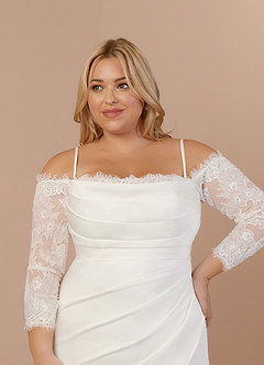 Azazie Onyx Wedding Dresses Diamond White Mermaid Sequins Crepe Back Satin Dress image13