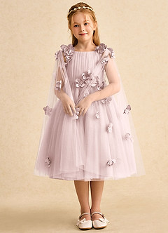 Azazie Staria Robe Demoiselle D'honneur Fillette Robe Princesse en Tulle Drapé Rose Pâle image3