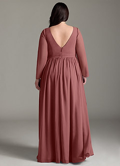 Azazie Teton Brautjungfernkleider für Schwangere A-Linie Langarm Chiffon Bodenlänge Kleid image8