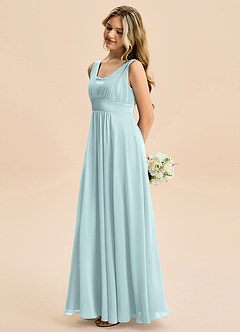 Azazie Odette Junior Vestido de Neblina de Gasa de Corte en A con Escote de Corazón image4