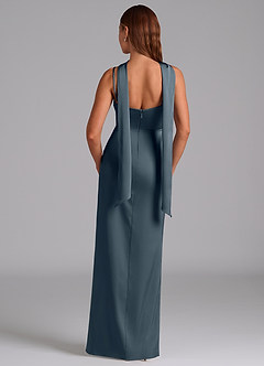 Azazie Calandra Bridesmaid Dresses Twilight A-Line Pleated Stretch Satin Dress image6