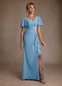 Azazie Suffolk Suknie dla Matki Panny Młodej Linia A Pofałdowany Szyfon Długość podłogi Sukienka image1