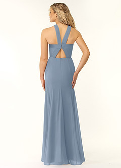 Azazie Rue Brautjungfernkleider A-Linie Halter Chiffon Kleid Staubblau image3