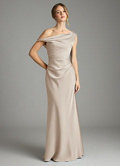 Azazie Emerson Brudtärnklänningar Klä av Sjöjungfru i Stretch Satin Av axeln Frost image1