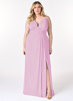 Azazie Maren Allure Brautjungfernkleider A-Linie V-Hals Spitze Chiffon Kleid Bonbonrosa image6