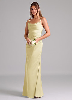 Azazie Lucille Robes de demoiselle d'honneur Robe Sirène Convertible en Satin extensible Sans bretelles Sorbet Citron image3