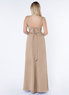 Azazie Christiana Bridesmaid Dresses Taupe A-Line V-Neck Pleated Chiffon Dress image2
