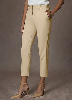 Whitney Champagne Structured Stretch Cropped Dress Pants
