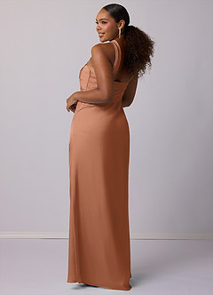 Barbie ♥ Azazie Bridesmaid Dresses Bronzer Mermaid One Shoulder Stretch Satin Dress image10