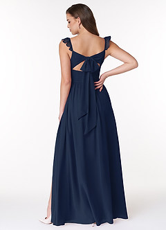 Azazie Metz Final Sale Dark Navy A-Line Sweetheart Ruched Chiffon Dress image2