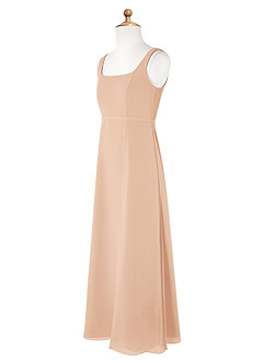 Azazie Renee Junior Abito A-Line in Chiffon Spacco Laterale Rosa Inglese image7