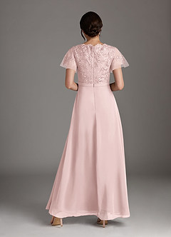 Azazie Singer Final Sale Agave A-Line V-Neck Lace Chiffon Dress image2