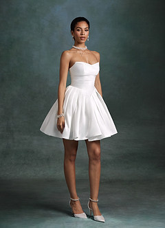 Azazie Daivey Vestidos de novia Vestido Diamante Blanco de Satin Mate de Corte Princesa con Palabra de honor image6