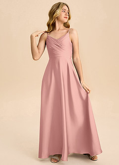 Azazie Bug Junior Abito A-Line in Raso Elasticizzato Plissettato Rosetta image4