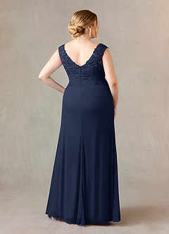 Azazie Edelin Mother of the Bride Dresses Dark Navy A-Line Sweetheart Neckline Pleated Mesh Dress image9