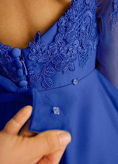 Azazie Precious Flower Girl Dresses Royal Blue A-Line Lace Tulle Dress image6