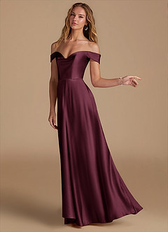 Azazie Jackalin Kleider zum Anprobieren zu Hause Wandelbar A-Linie Schulterfrei Metallischer Satin Kleid Himmelblau image3