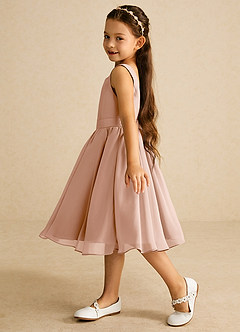 Azazie Ari Flower Girl Dresses Champagne Rose A-Line Sleeveless Chiffon Dress image4