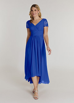 Azazie Thais Kleider für die Brautmutter A-Linie Spitze Chiffon Kleid Königsblau image1
