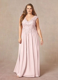 Azazie Amethyst Mother of the Bride Dresses Blushing Pink A-Line V-Neck Sequins Chiffon Dress image13