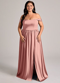 Azazie Calianna Brudtärnklänningar Klä av A-Linje i Stretch Satin Av axeln Rosett Konvertibel image6