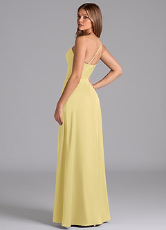 Azazie Trina Bridesmaid Dresses Lemon Sorbet A-Line One Shoulder Stretch Satin Dress image6