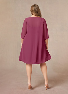 Azazie Olivia Mother of the Bride Dresses Mulberry A-Line Square Neckline Pleated Chiffon Dress image8