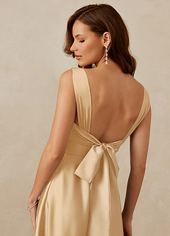 Christian Siriano Bridal for Azazie 1001 Bridesmaid Dresses Gold A-Line Sweetheart Neckline Stretch Satin Dress image10