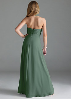Azazie Tessie Junior Eucalyptus A-Line Pleated Chiffon Dress image2