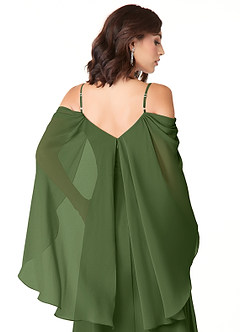 Azazie Cienna Jurken voor bruidsmeisjes Jurk van Chiffon met A-Lijn Off the Shoulder Olijf image3
