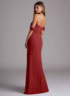 Azazie Saige Bridesmaid Dresses Rust A-Line Off the Shoulder Chiffon Convertible Dress image8