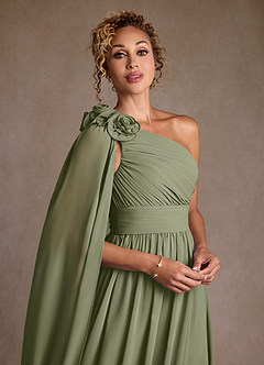 Azazie Lancaster Mother of the Bride Dresses Pistachio A-Line One Shoulder Chiffon Dress image4