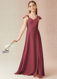 Azazie Everett Junior Vestido de Merlot de Gasa de Corte En A image2