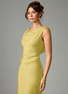 Azazie Kieryn Brautjungfernkleider Meerjungfrau-Linie Plissee Stretch-Satin Kleid Kanarienvogel image4