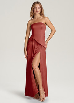 Azazie Tierney Bridesmaid Dresses Terracotta A-Line Strapless Chiffon Convertible Dress image6