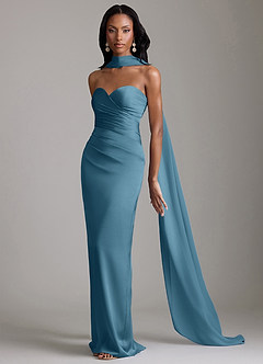 Azazie Sonora Suknie dla druhen Osłona Bez ramiączek Satyna elastyczna Do ziemi Sukienka image10