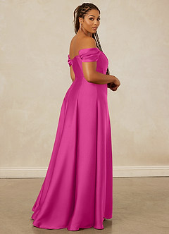 Christian Siriano Bridal for Azazie 1002 Bridesmaid Dresses Fuchsia A-Line Off the Shoulder Stretch Satin Convertible Dress image16