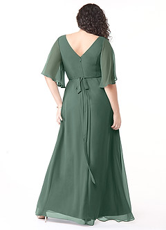 Azazie Cierra Bridesmaid Dresses Sea Moss A-Line V-Neck Chiffon Dress image10