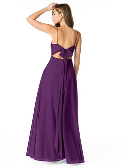 Azazie Rae Bridesmaid Dresses Grape A-Line Bow Mesh Dress image2
