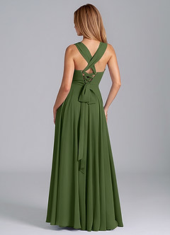 Azazie Darana Final Sale Olive A-Line Corset Chiffon Dress image9