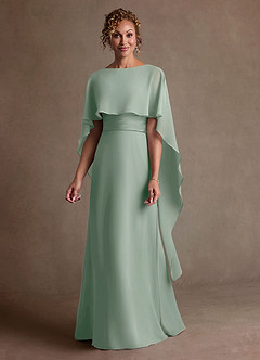 Azazie Marilla Mother of the Bride Dresses Agave A-Line Pleated Chiffon Dress image4