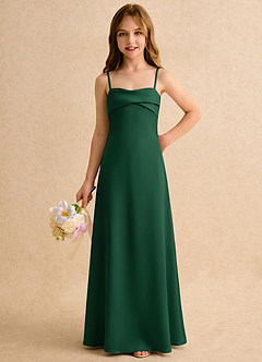 Azazie Mirabella Girls Formal Vestidos de florista Vestido Verde Escuro de Cetim elástico de Justo com Decote Coração image5
