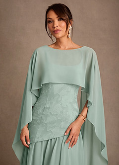 Azazie Flossie vestidos de madre de la novia Vestido Agave de Gasa de Corte en A con Plisado image6