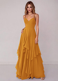 Azazie Zaina Bridesmaid Dresses Butterscotch A-Line Chiffon Dress image3