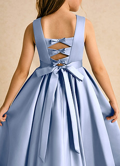 Azazie Junebuj Flower Girl Dresses Ice Ball-Gown Pleated Matte Satin Dress image7
