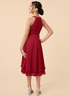 Azazie Linna Junior Scarlet A-Line Pleated Chiffon Dress image4